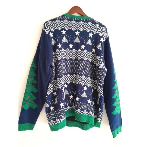 VTG Christmas Holidays Blingy Snowflakes 3D Zip Hoodie Cardigan Pockets Size L - Picture 6 of 9